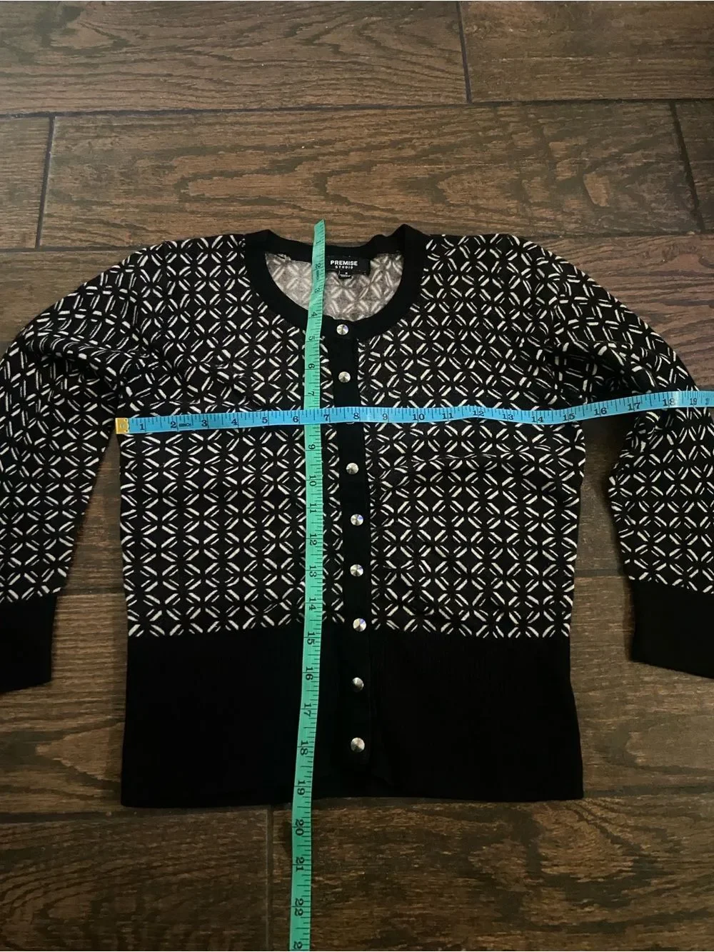 Premise Studio Patterned Black and White Sweater Size S